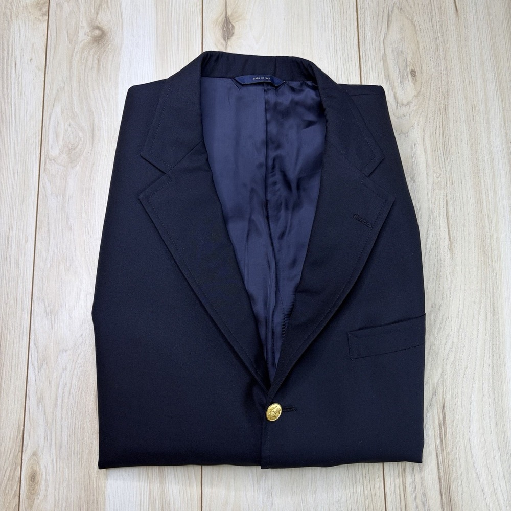Brooks Brothers 1818 Madison Blazer Loro Piana Gold Buttons Wool 45R Jacket Blue